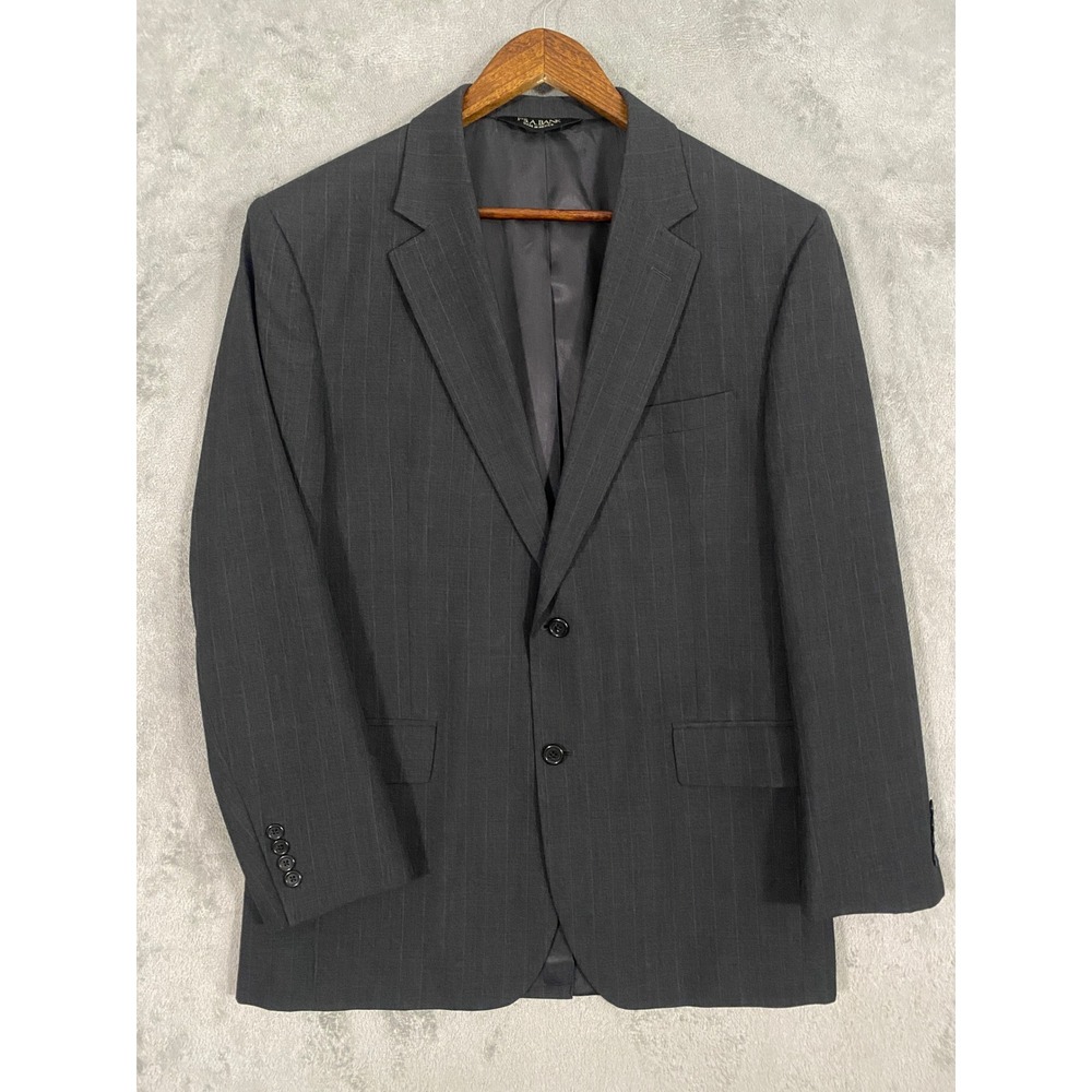 Jos. A. Bank Suit Jacket 41R Charcoal Grey Pinstripe 100% Wool Formal Office
